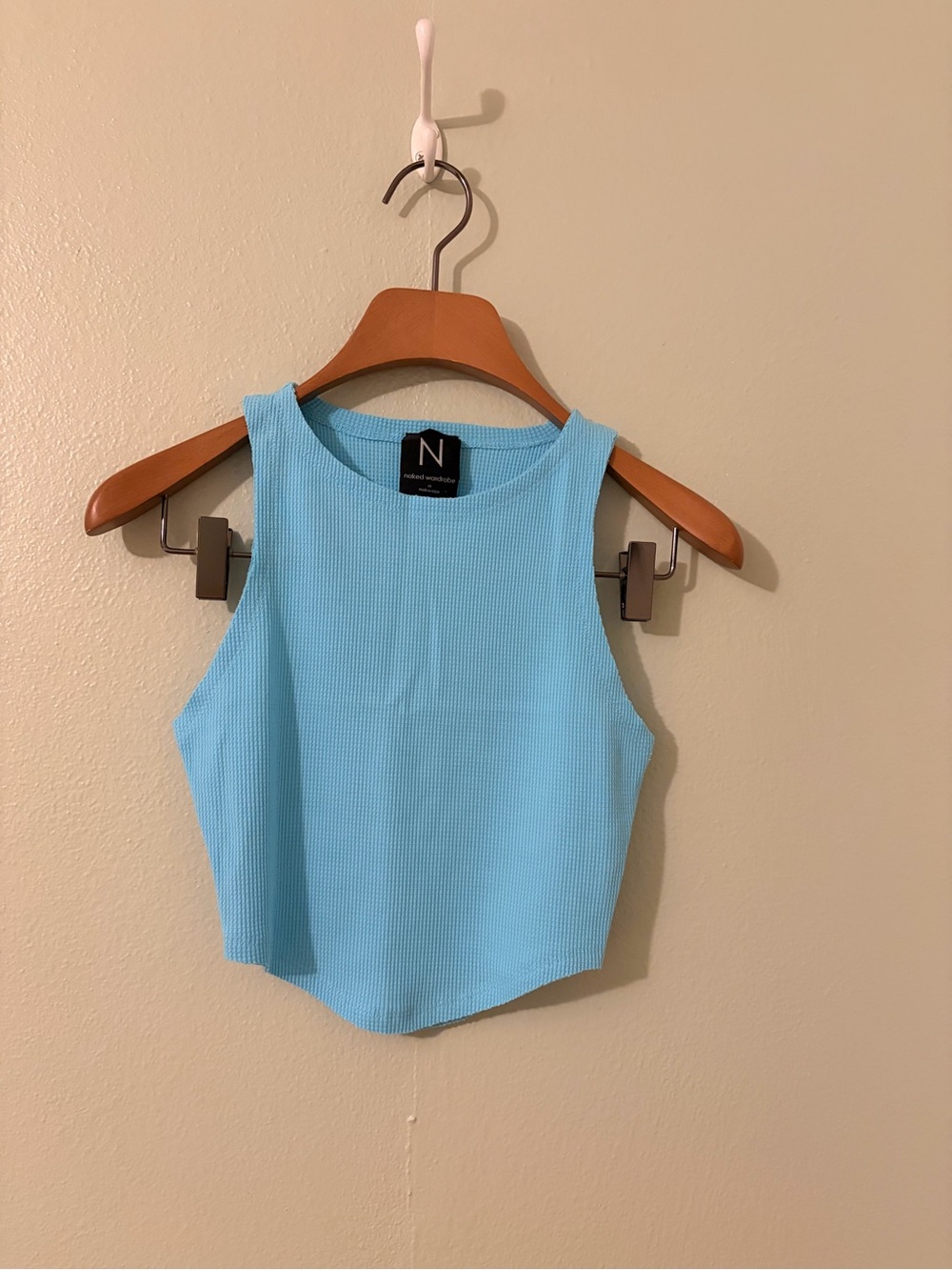 NWOT naked wardrobe Sky Blue Ribbed Crop Tank